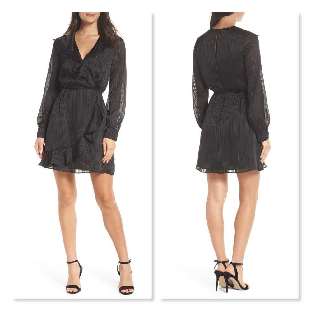 Chelsea28 Ruffle Front Dress sz Medium in Black
